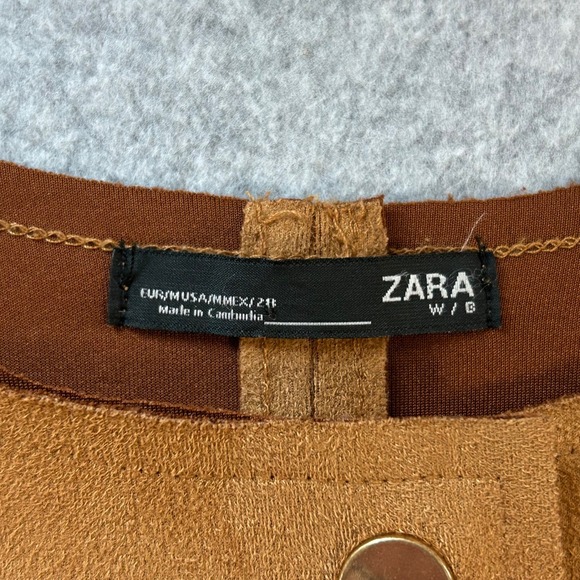 ZARA Faux Fur Faux Suede Jacket Coat Brown Tan Super Soft Womens Size‎ Medium - Picture 14 of 16